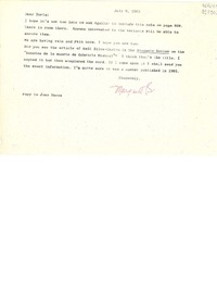[Carta] 1965 July 9, [Estados Unidos] [a] Dear Doris