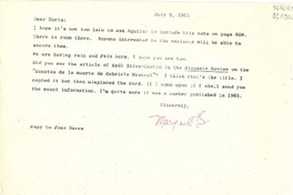 [Carta] 1965 July 9, [Estados Unidos] [a] Dear Doris