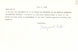 [Carta] 1965 July 4, [Estados Unidos] [a] Dear Doris