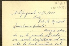 [Carta] 1947 abr. 15, Antofagasta, [Chile] [a] Gabriela Mistral
