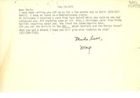 [Carta] 1973 Feb. 19, [EE.UU.] [a] Dear Doris [Dana]