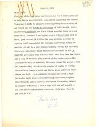 [Carta] 1972 June 14, [Estados Unidos] [a] Dear Doris
