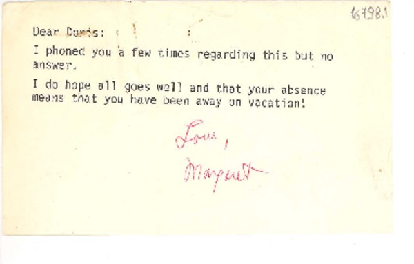 [Carta] 1975, [Estados Unidos] [a] Dear Doris