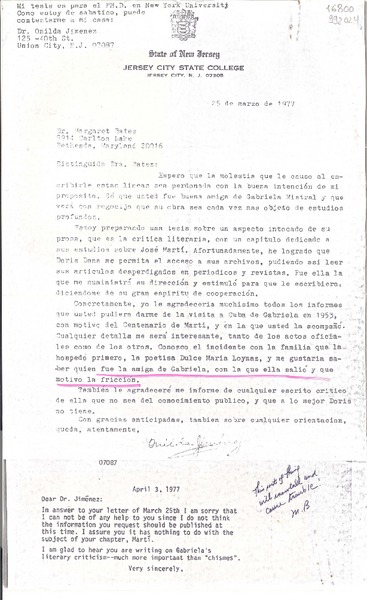 [Carta] 1977 Apr. 3, [Estados Unidos] [a] Dear Doris