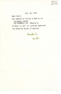 [Carta] 1978 Feb. 22, Bethesda, Maryland, [Estados Unidos] [a] Doris Dana, London, England