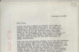 [Carta] 1966 Feb. 10, [EE.UU.] [a] Mr. Eric Linder, Agenzia Letteraria Internazionale, Corso Matteotti 3, Milano, Italy