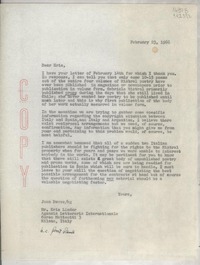 [Carta] 1966 Feb. 22, [EE.UU.] [a] Mr. Eric Linder, Agenzia Letteraria Internazionale, Corso Matteotti 3, Milano, Italy