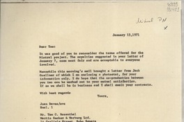 [Carta] 1971 Jan. 13, [Estados Unidos] [a] Mr. Tom G. Rosenthal, London, England