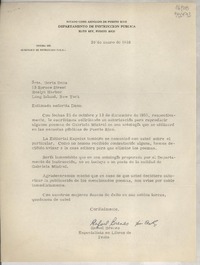 [Carta] 1958 ene. 20, Hato Rey, Puerto Rico [a la] Srta. Doris Dana, 15 Spruce Street, Roslyn Harbor, Long Island, New York, [EE.UU.]