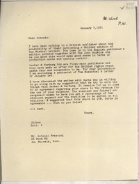 [Carta] 1971 Jan. 7, [Estados Unidos] [a] Mr. Antonio Frasconi, Norwalk, Conn.