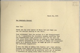 [Carta] 1971 Mar. 26, [Estados Unidos] [a] Mr. T. G. Rosenthal, London