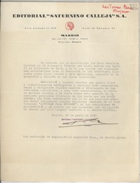 [Carta] 1945 abr. 18, Madrid, [España] [a] Gabriela Mistral