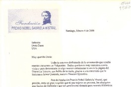 [Carta] 2000 feb. 4, Santiago, [Chile] [a la] Señorita Doris Dana, USA