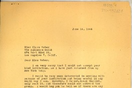 [Carta] 1946 jun. 14, [Los Angeles, California, Estados Unidos] [a] Clare Weber, Los Angeles, California, [Estados Unidos]