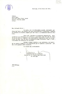 [Carta] 1993 ene. 27, Santiago, [Chile] [a la] Señora Doris Dana, 600 Gulf Shore, Blvd. North Naples, Florida 33940, U.S.A