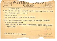 [Telegrama] 1967 mayo 31, Hamburg, [Alemania] [a] Doris Dana, Box 284, Pound Ridge, New York, [EE.UU.]