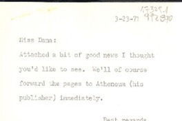 [Carta] 1971 Mar. 23, [EE.UU.] [a] Miss Dana
