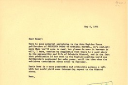 [Carta] 1971 May 6, [EE.UU.] [a] Mr. Henry Raymont, New York Times, 229 W 43 Street, New York, N. Y., 10036, [EE.UU.]
