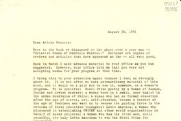 [Carta] 1971 Aug. 30, New York, [Estados Unidos] [a] Arlene Frances
