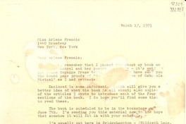 [Carta] 1971 Mar. 17, New York, [Estados Unidos] [a] Arlene Frances