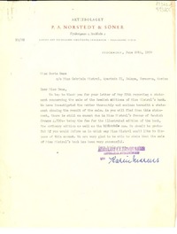 [Carta] 1950 June 20, Aktiebolaget P. A. Norstedt & Soner, Tryckerigatan 2, Stockholm 2, [Sweden] [a] Miss Doris Dana, co Miss Gabriela Mistral, Apartado 21, Jalapa, Veracruz, Mexico