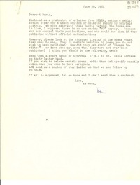 [Carta] 1961 June 20, [New York, Estados Unidos] [a] Dearest Doris