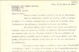[Carta] 1940 ene. 18, Niza, [Francia] [al] Redaktör Karl August Hagberg, Tulevägen 11, Lidingö 1, Stockolmo, Suecia