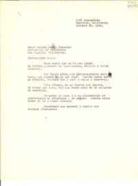 [Carta] 1946 oct. 20, Monrovia, California [a] Señor Manuel Pedro González, University of California, Los Angeles, California