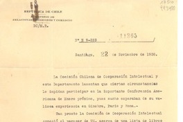 [Carta] 1938 nov. 22, Santiago, [Chile] [a la] Señorita Gabriela Mistral, Legación de Chile, La Habana, Cuba
