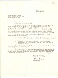 [Carta] 1952 July 9, New York, [EE.UU.] [a] Margarit [i.e. Margaret] Bates, 1601 Argonne Place, N. W., Washington 9, D. C., [EE.UU.]