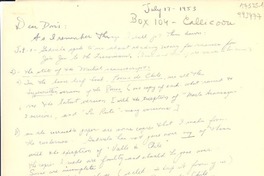 [Carta] 1953 July 12, Box 104, Callicoon, [EE.UU.] [a] Dear Doris