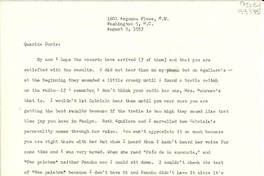 [Carta] 1953 Aug. 9, 1601 Argonne Place, N. W., Washington, 9, D. C., [EE.UU.] [a] Querida Doris