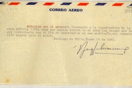 [Carta] 1942 ene. 19, Santiago de Chile [a] Gabriela Mistral