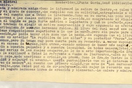 [Carta] 1942 sept. 9, Montevideo, [Uruguay] [a] Gabriela Mistral, Río de Janeiro