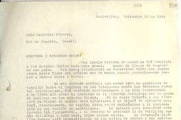 [Carta] 1944 nov. 13, Montevideo [a] Gabriela Mistral, Río de Janeiro, Brasil