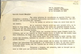 [Carta] 1947 sept. 16, Santa Bárbara, California [a] Querido Cónsul Domeyko