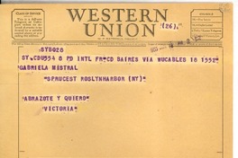 [Telegrama] 1953 jun. 18, Buenos Aires [a] Gabriela Mistral, Roslyn Harbor, NY