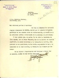 [Carta] 1946 dic. 12, Madruga, [Cuba] [a] Gabriela Mistral, California