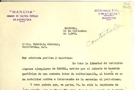 [Carta] 1946 dic. 12, Madruga, [Cuba] [a] Gabriela Mistral, California