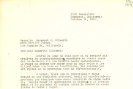 [Carta] 1946 oct. 16, Monrovia, California [a] Señorita Margaret S. Ellworth, Los Angeles, California