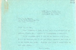 [Carta] 1946 Sept. 18, Monrovia, California [a] Mr. C. F. Braun, Chicago, Illinois
