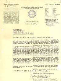 [Carta] 1944 jul. 5, Santiago de Chile [a] Señorita Doña Gabriela Mistral, Cónsul de Chile, Petrópolis, Rep. de Brasil