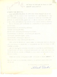 [Carta] 1947 jun. 21, Santiago de Chile [a] Estimada doña Gabriela