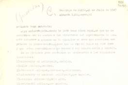[Carta] 1947 jun. 21, Santiago de Chile [a] Estimada doña Gabriela