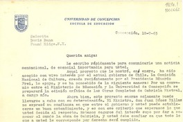 [Carta] 1965 jul. 18, Concepción, [Chile] [a] Doris Dana, Pound Ridge, N. Y.