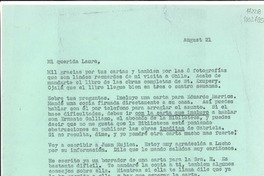 [Carta] 1960 ago. 21, [Estados Unidos] [a] Laura Labarca