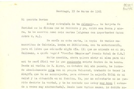 [Carta] 1961 mar. 15, Santiago [a] Doris Dana