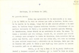 [Carta] 1965 mar. 31, Santiago [a] Doris Dana