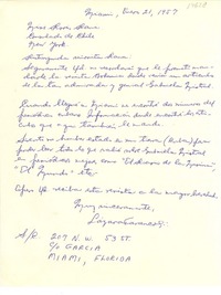 [Carta] 1957 ene. 21 Miami, Florida [a] Doris Dana, [New york]