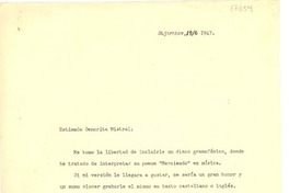 [Carta] 1947 jun. 19, Stjärnhov, Sweden [a] Gabriela Mistral